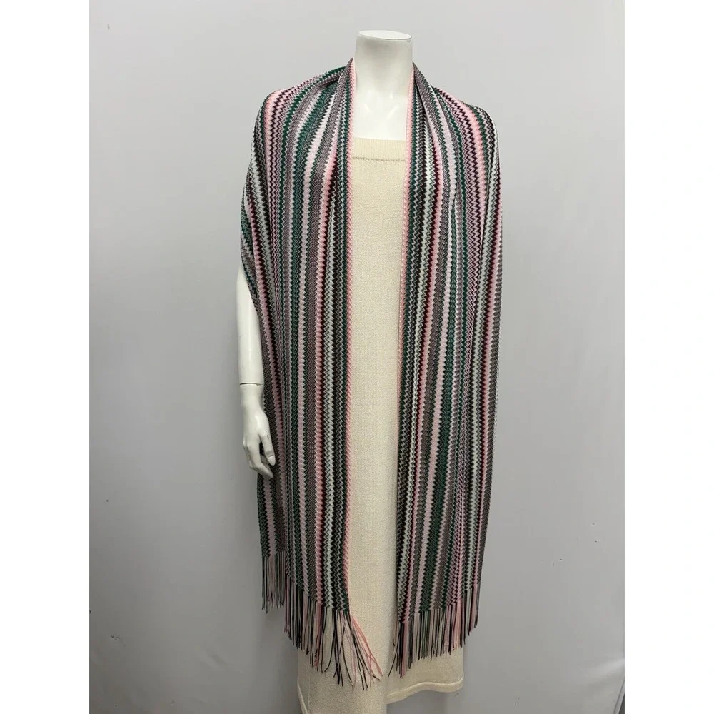 Missoni Zig Zag Pink & Green Long Scarf With Fringes NWT $230.00 87